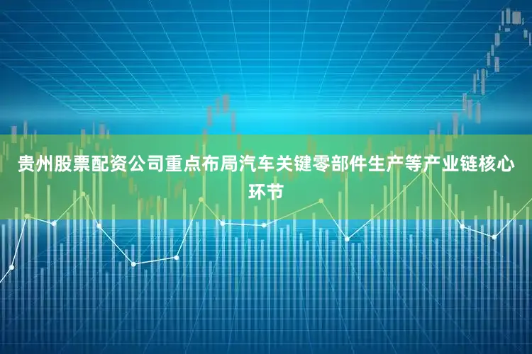 贵州股票配资公司重点布局汽车关键零部件生产等产业链核心环节